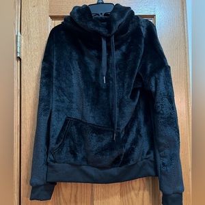 womens black velvet hoddie